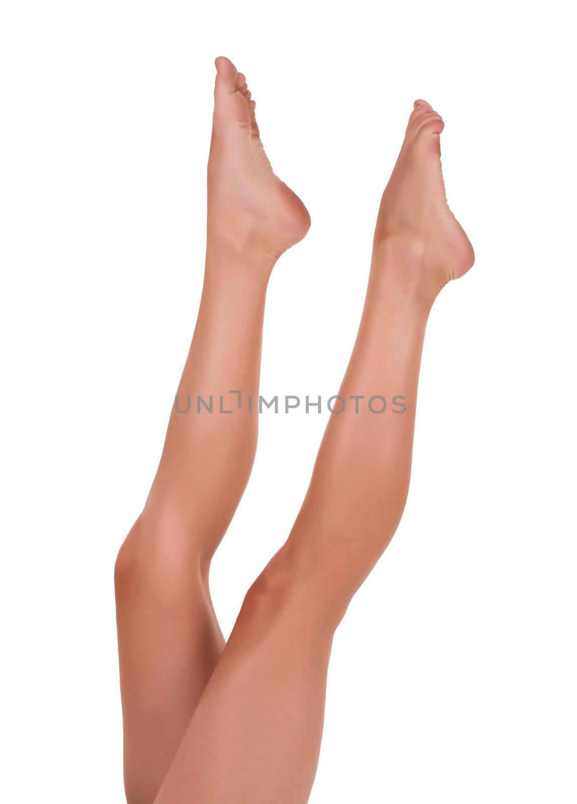 pretty woman legs isolated on white 