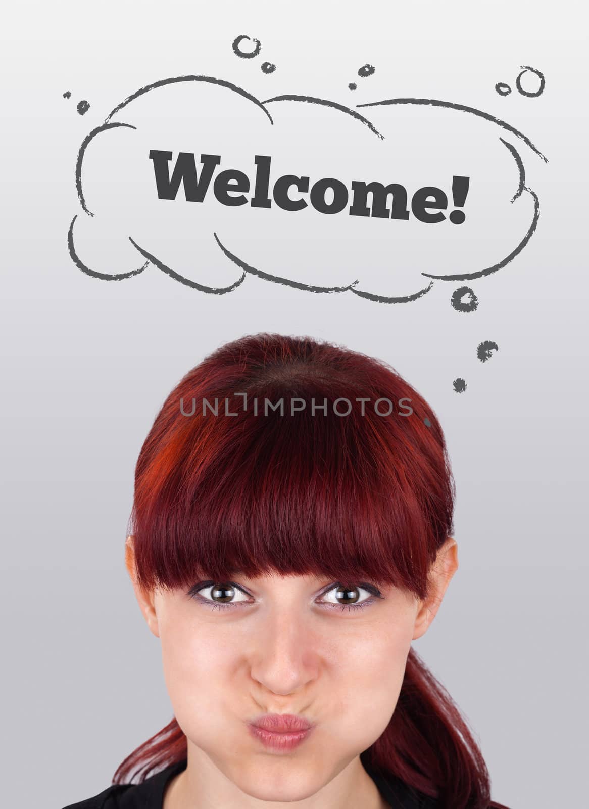 Young girl head looking at recreational signs