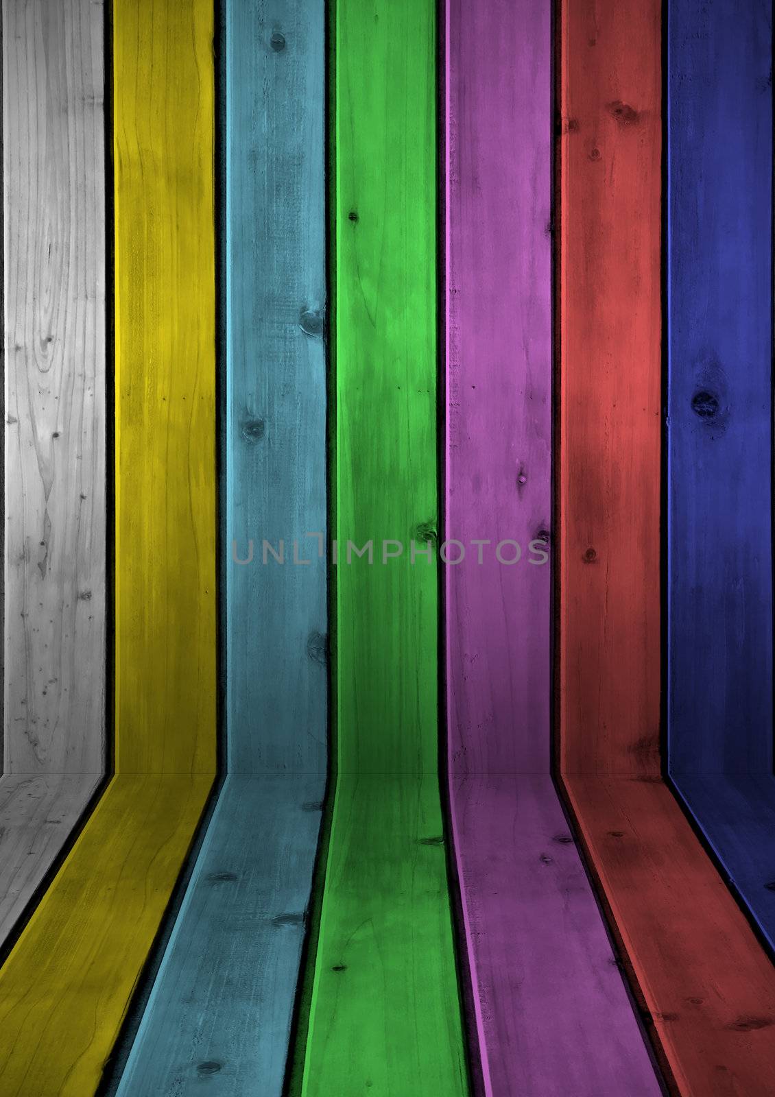 Background wood board with color bars for TV screen