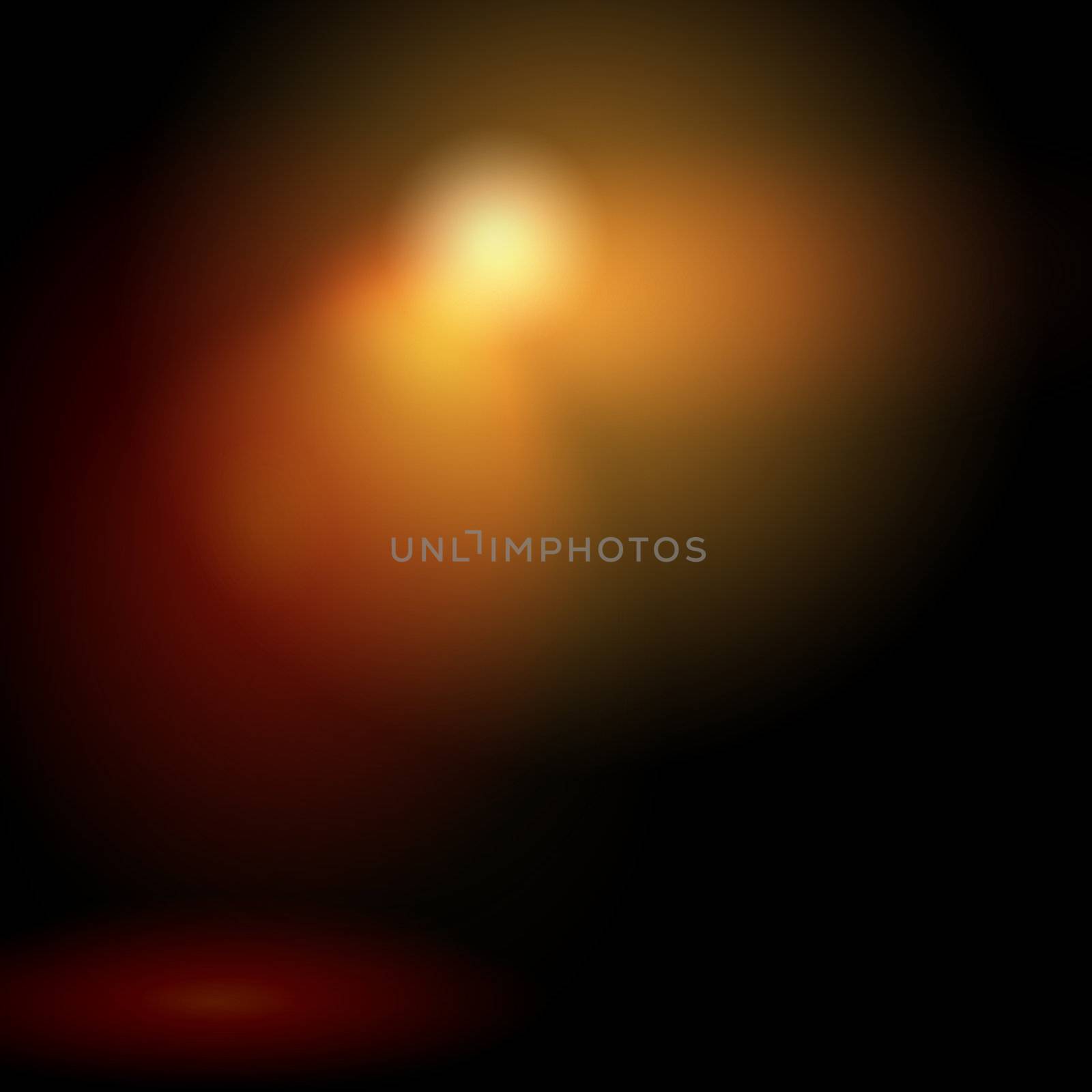 Black background with colour blurred light spot. Illustration