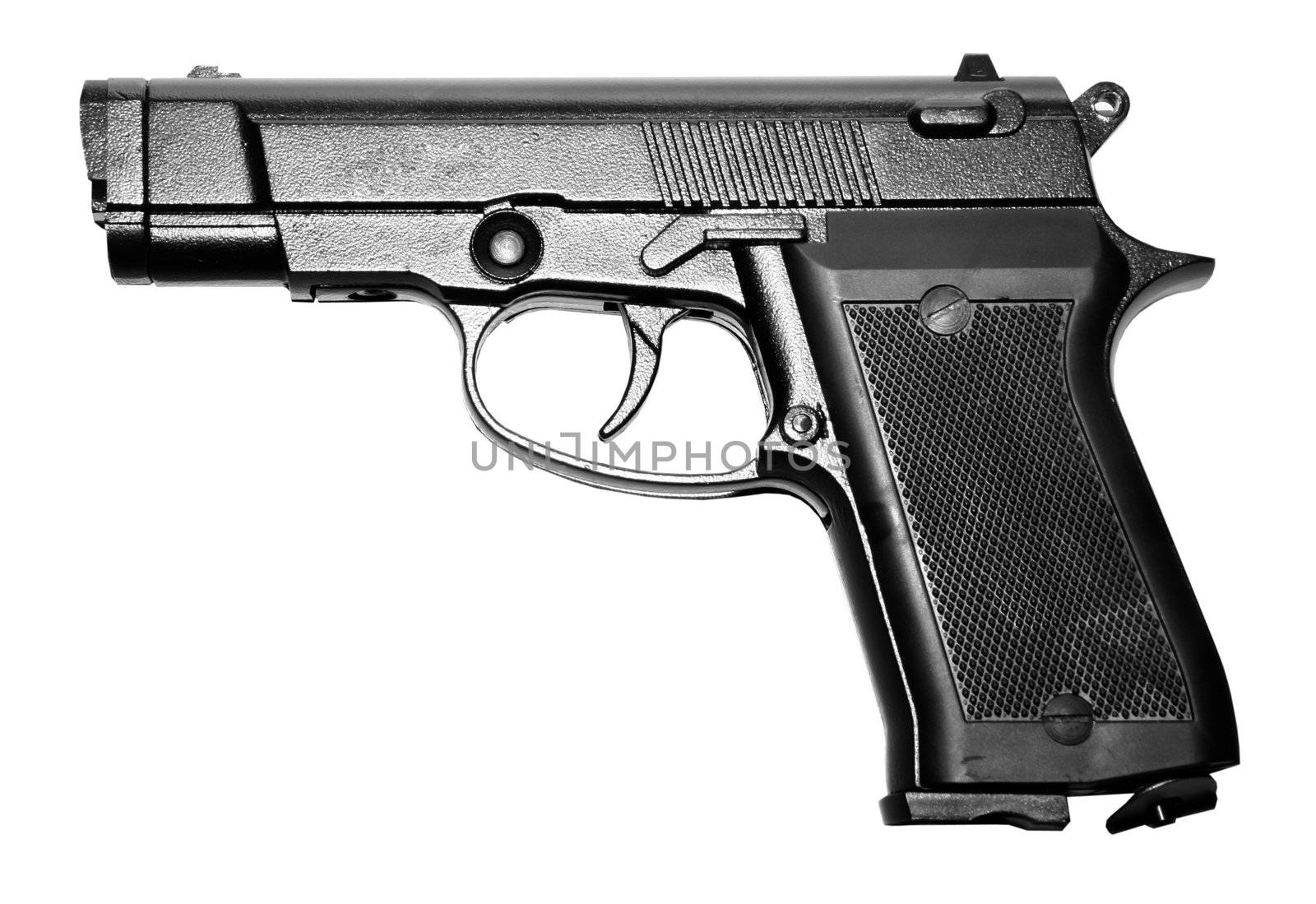 isolated modern military black firearm personal pistol