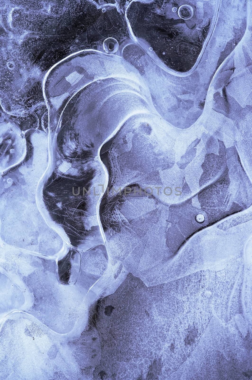 Close-up of the texture of ice - surface of ice