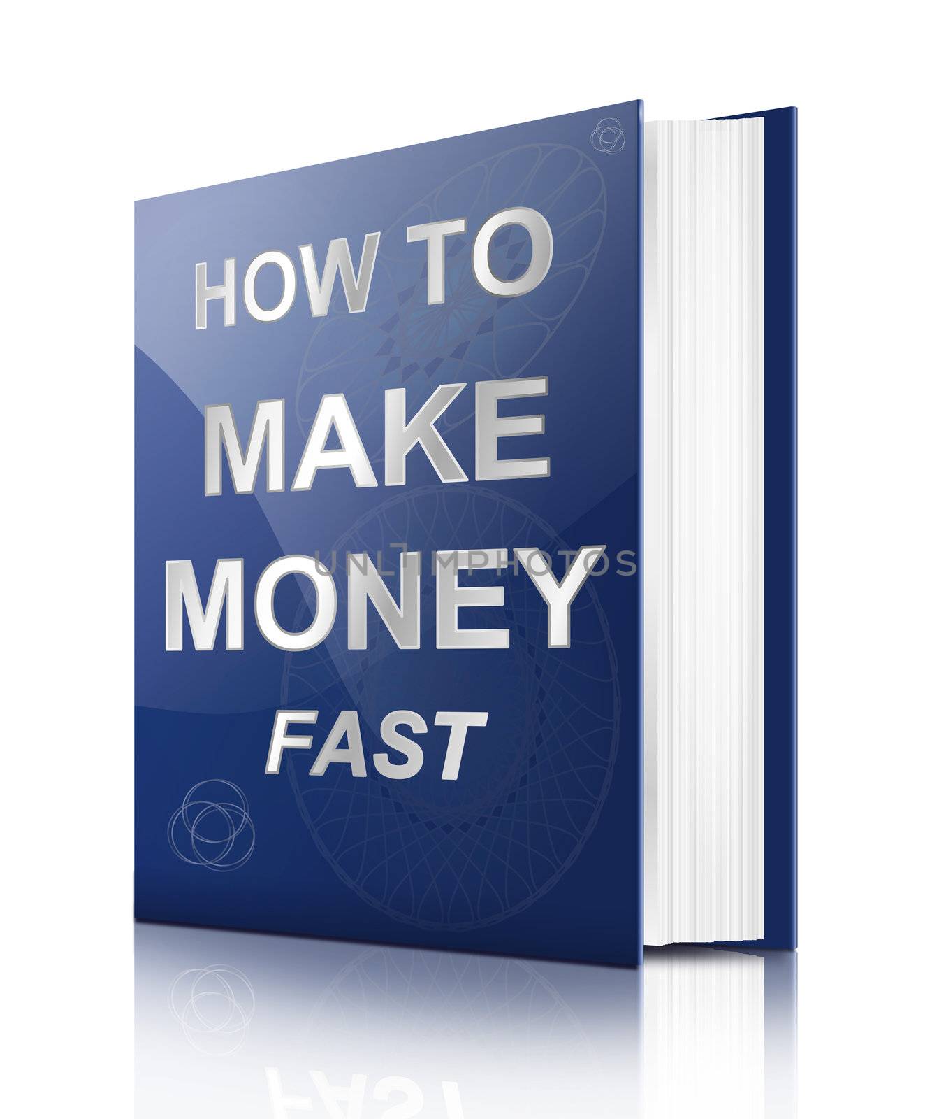 Illustration depicting a book with a making money concept title. White background.