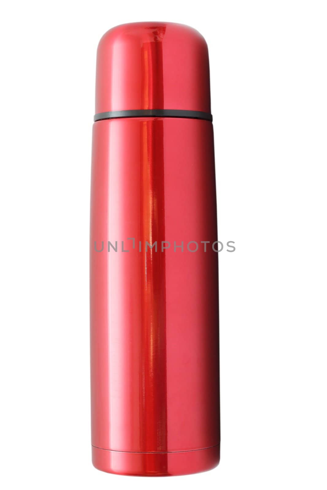 closed red thermos isolated over white background