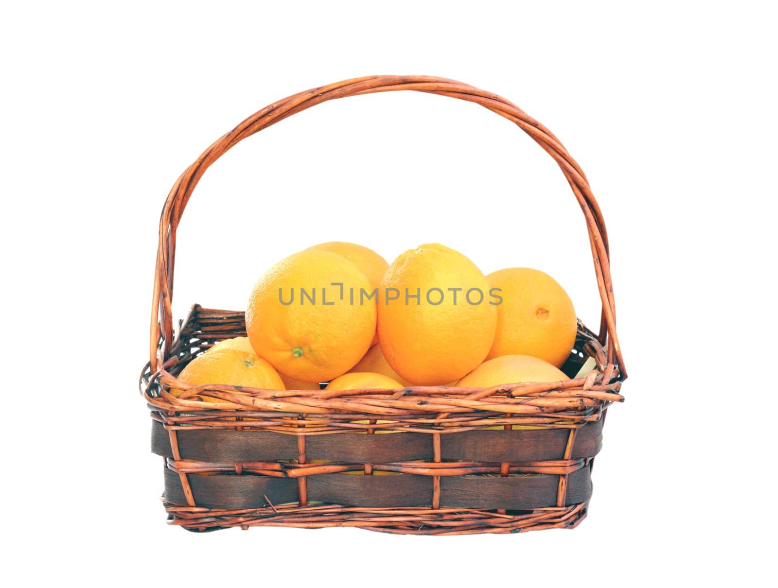 oranges in trellis basket  by taviphoto