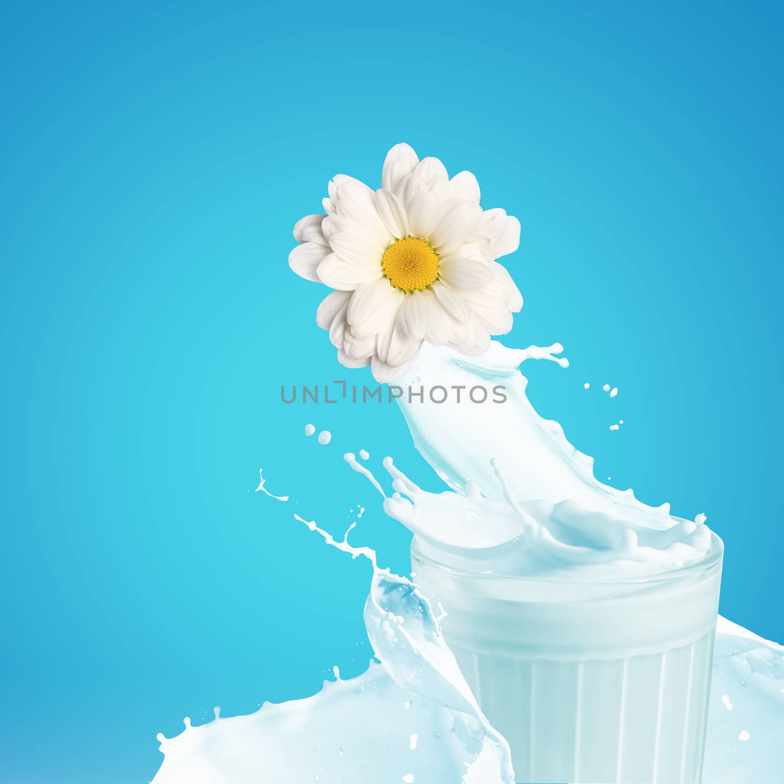 Fresh milk in the glass on colour background, illustration