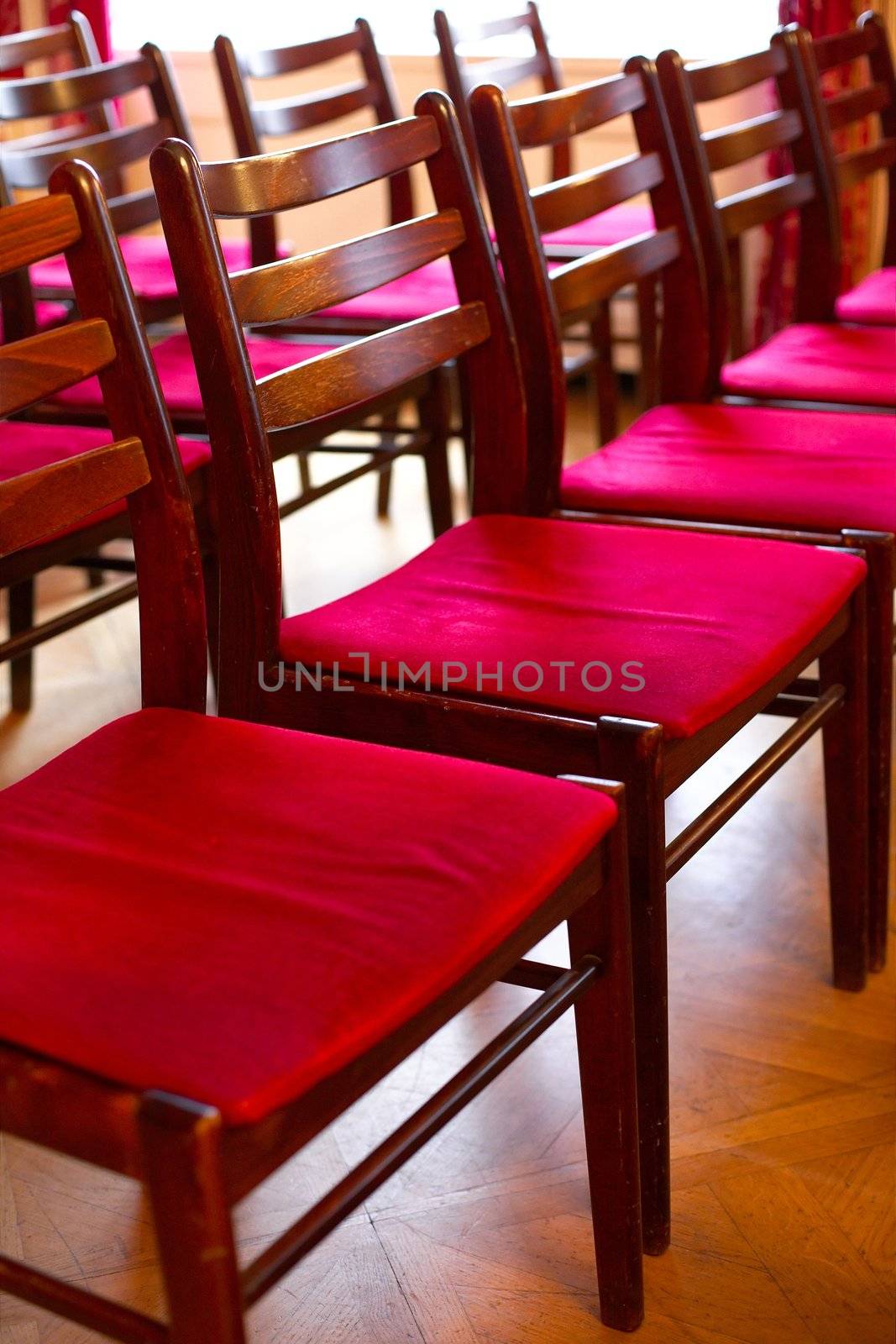 Chairs in rows in a room