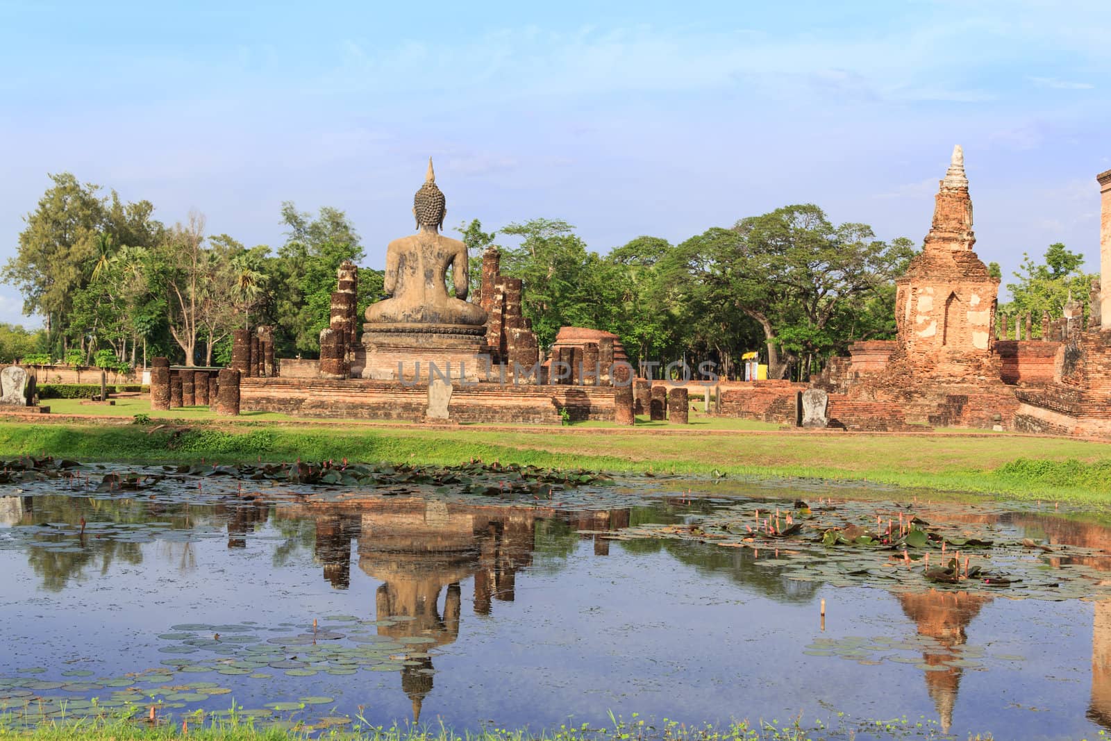 Buddha Statue at Temple in Sukhothai Historical park , Thailand