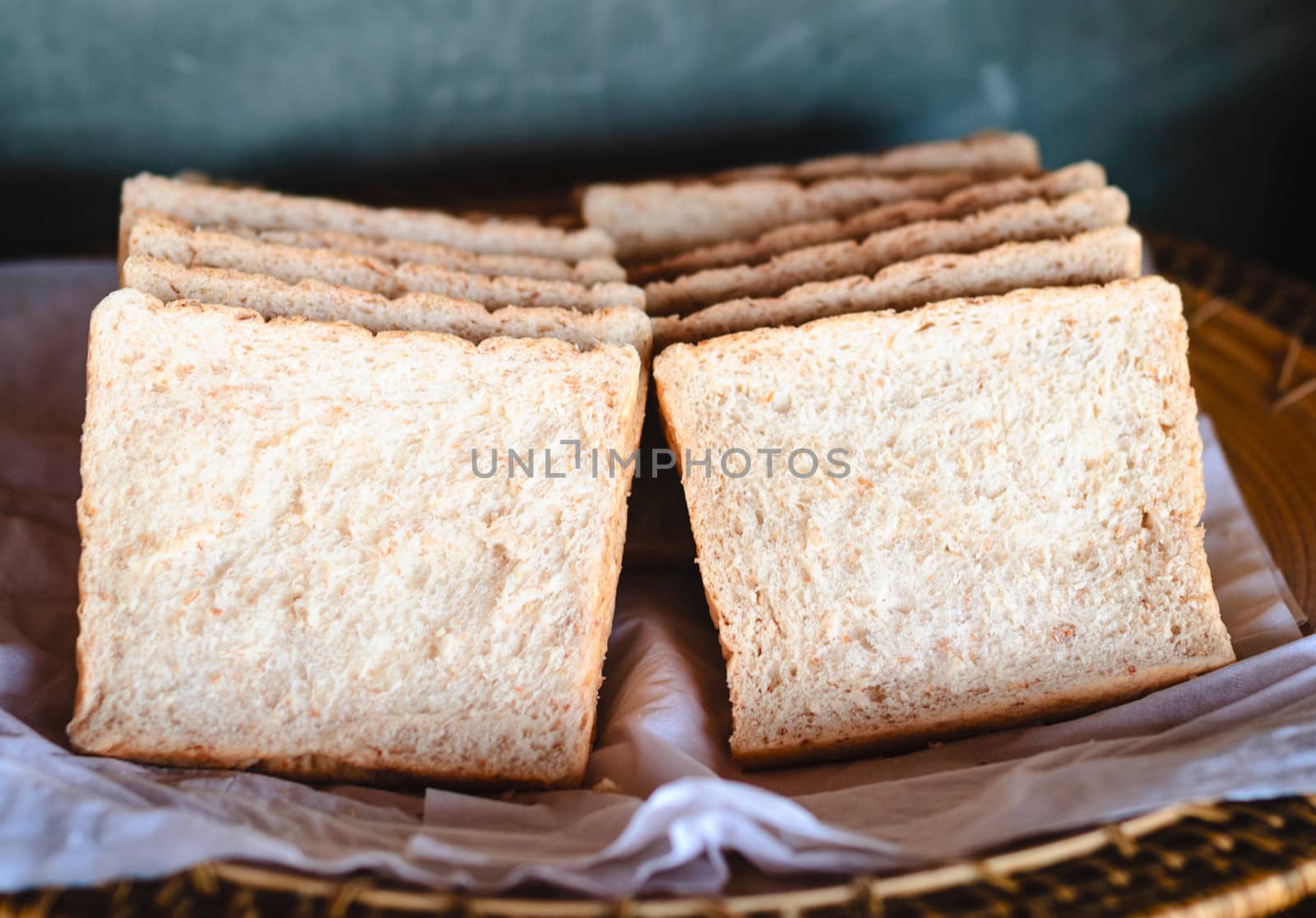 Closeup of sliced bread