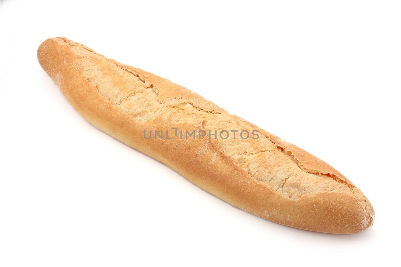 crusty artisan loaf of bread isolated on white