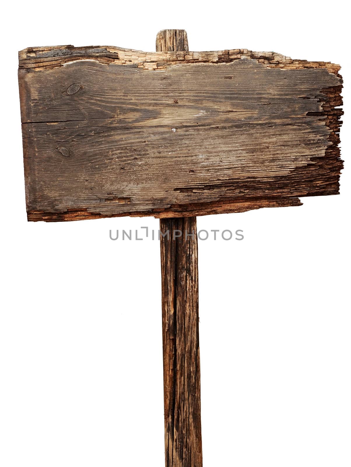 Old weathered wood sign isolated 