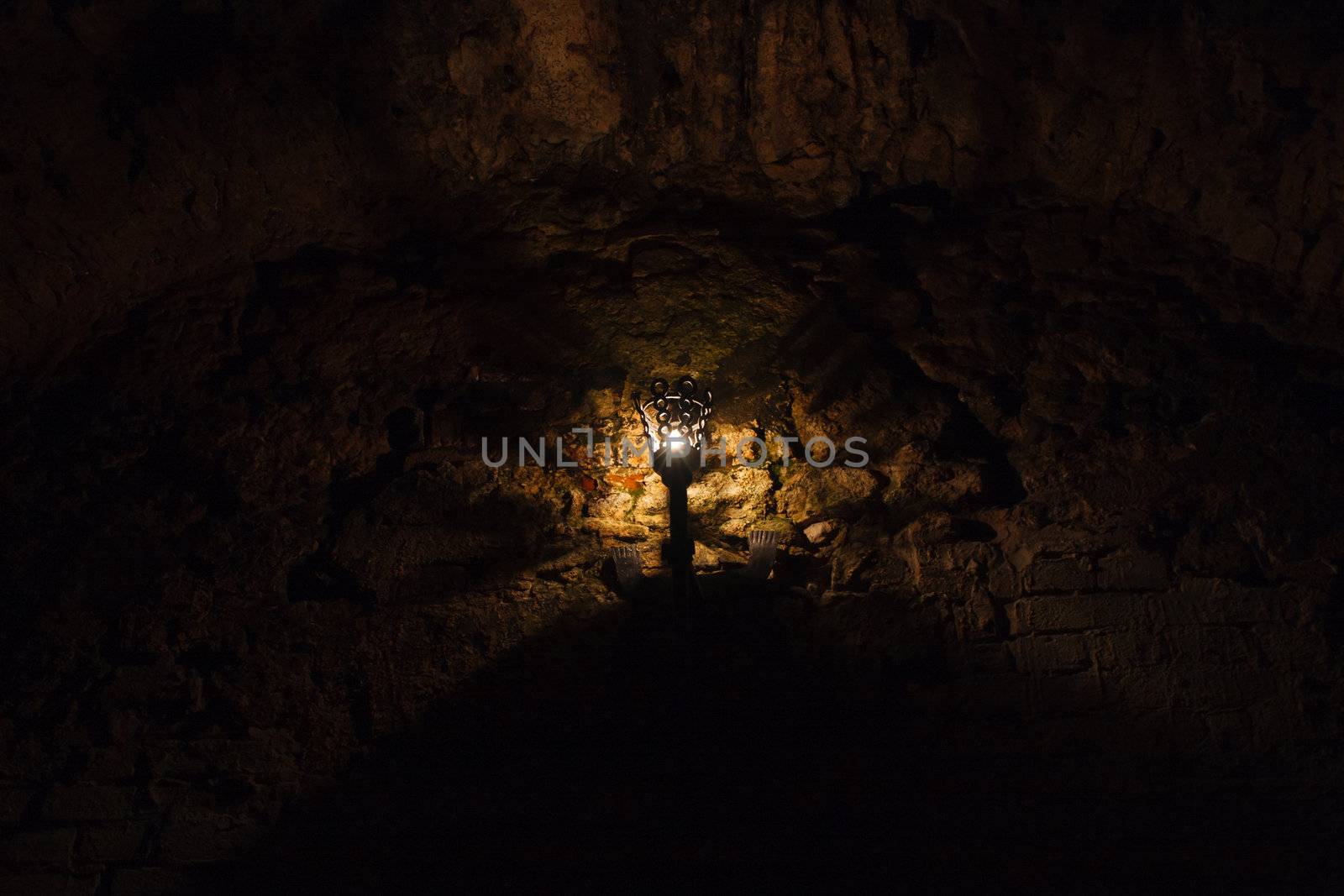 torch on the wall of an old castle  Dubno, Ukraine