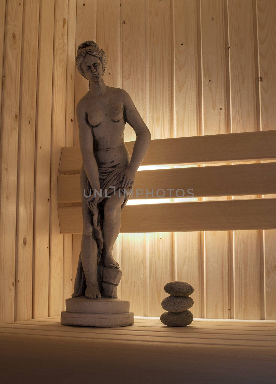 statute of naked woman in sauna