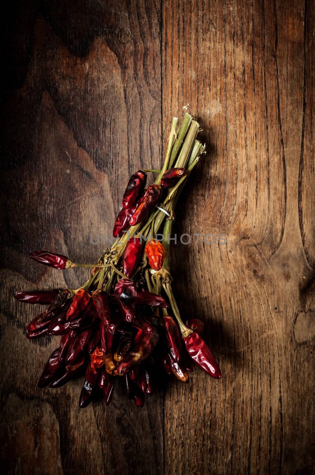 dried hot red chilies by peus