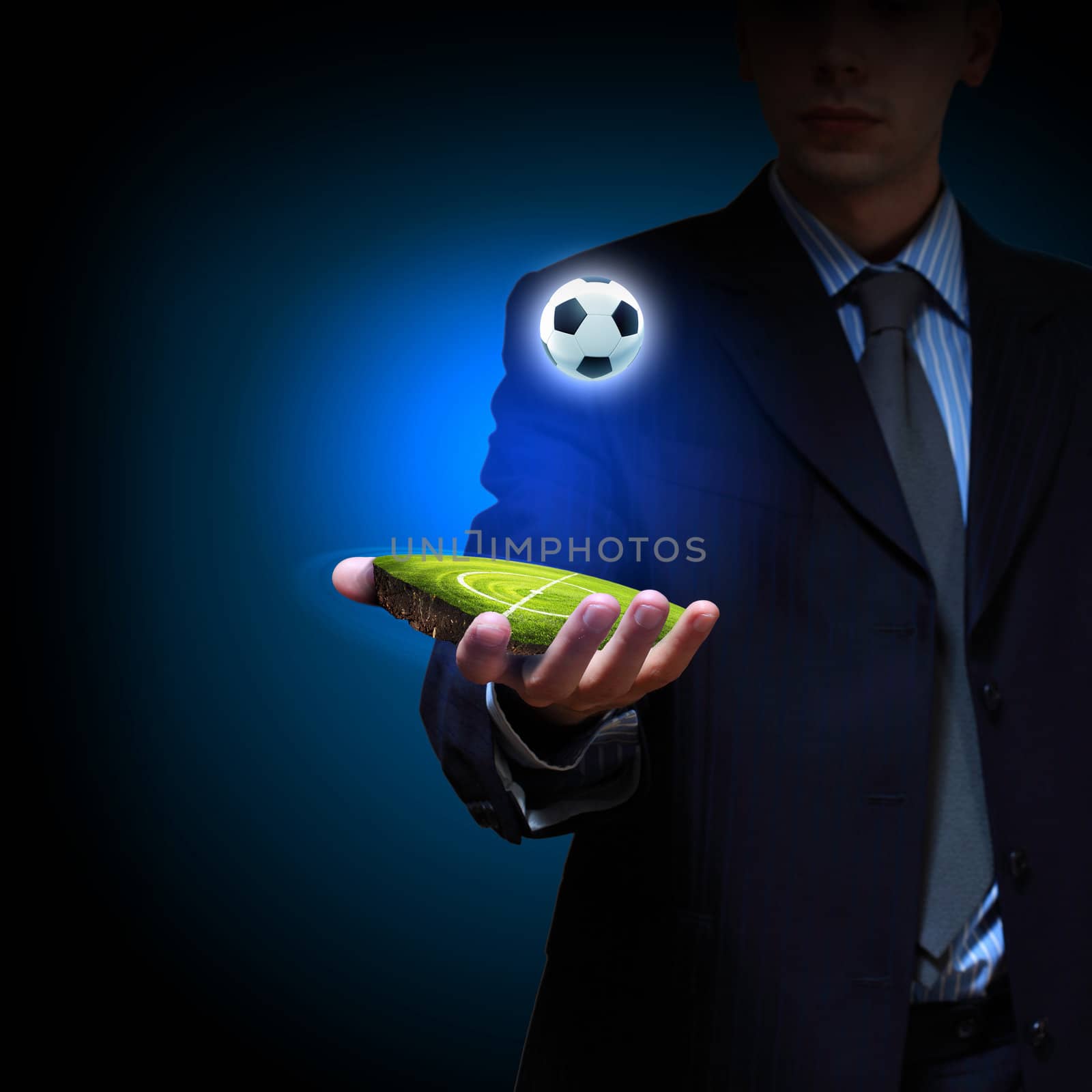 Black and white football or soccer ball, colour illustration