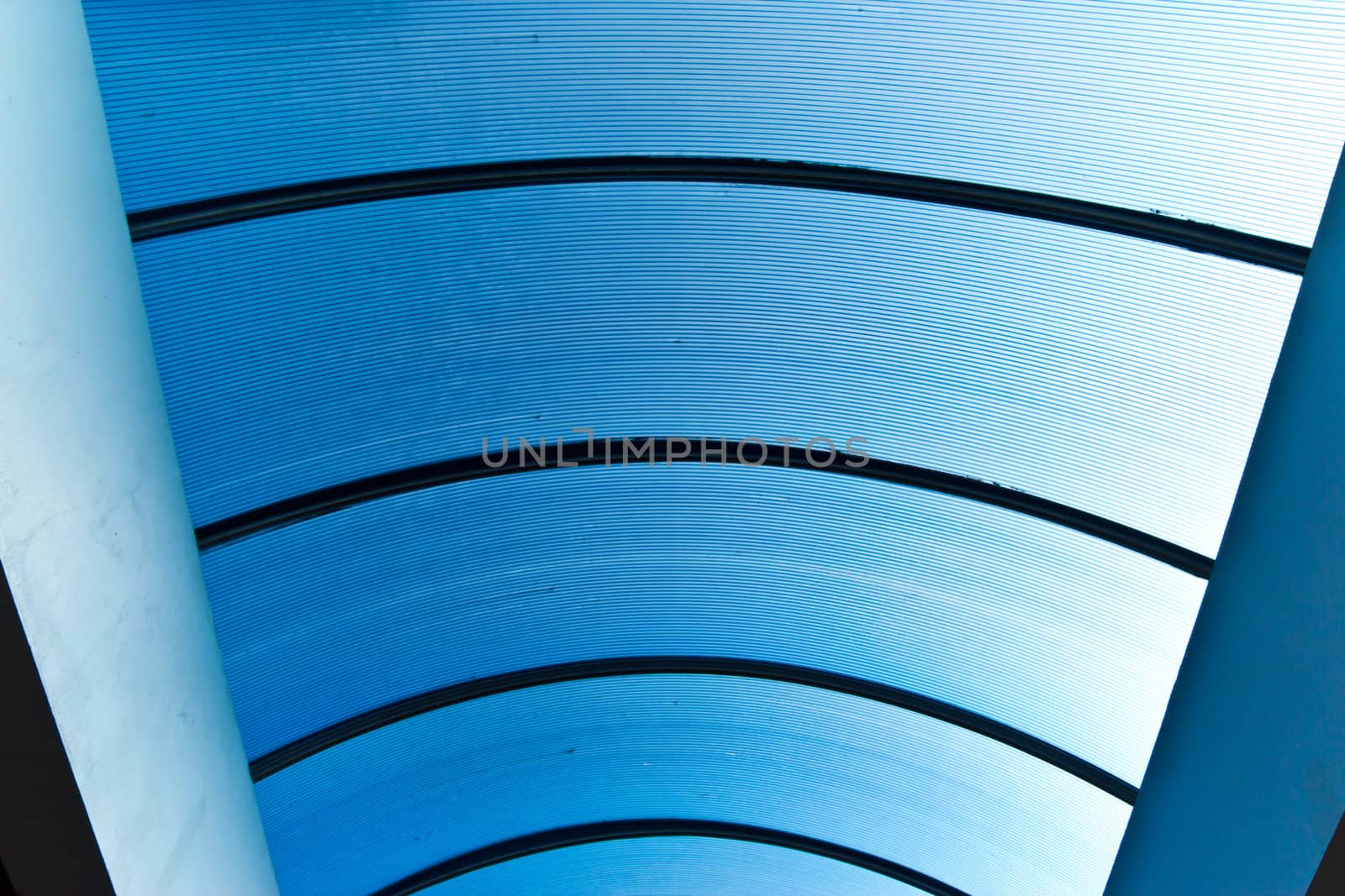 blue symmetric vanishing corridor with bent wall