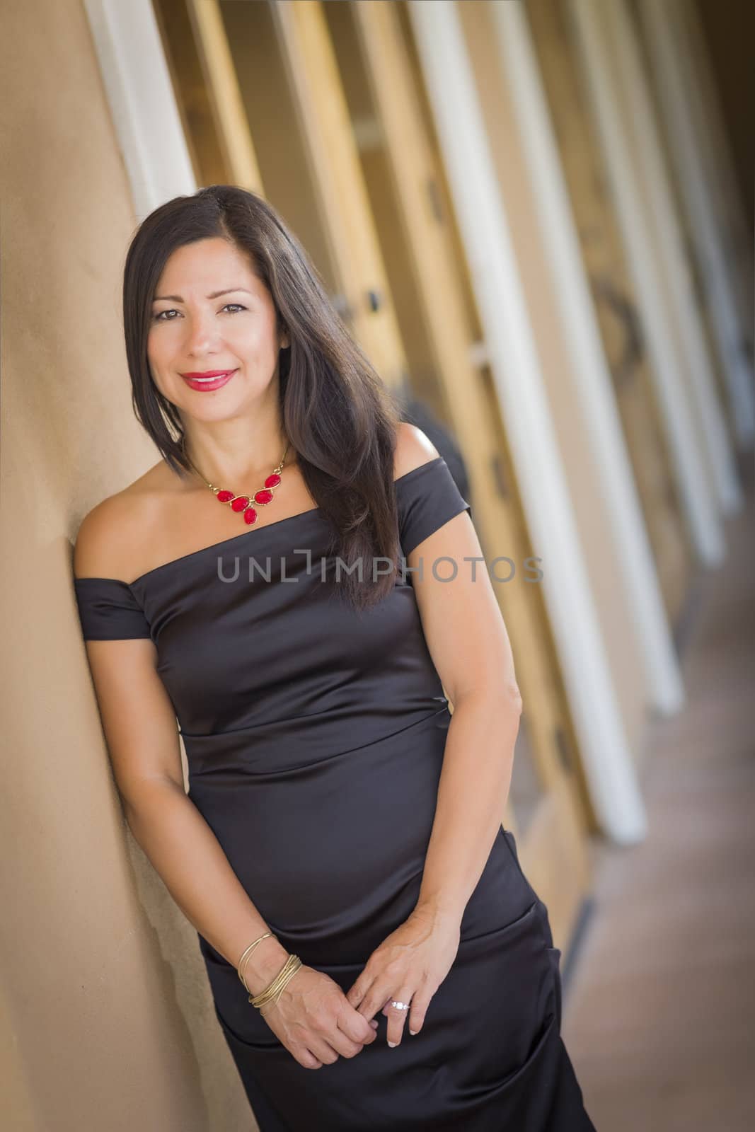 Attractive Hispanic Woman Portrait Outside by Feverpitched