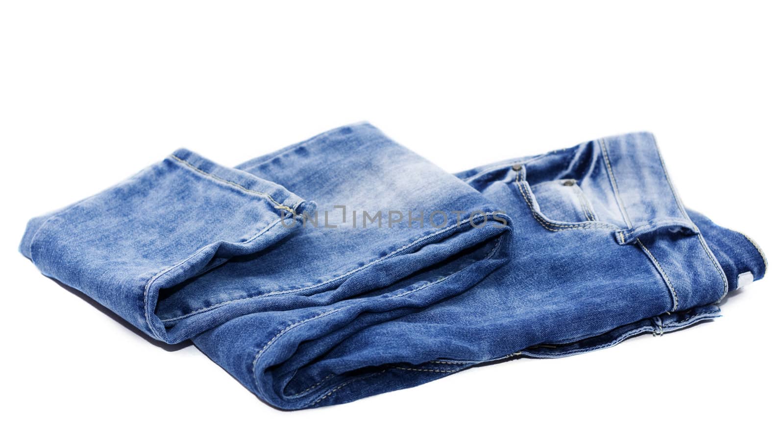 Blue female jeans isolated on white with 