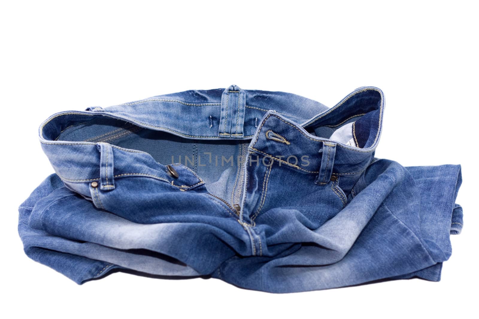 Remove your jeans - blue jeans in a heap on the floor.

