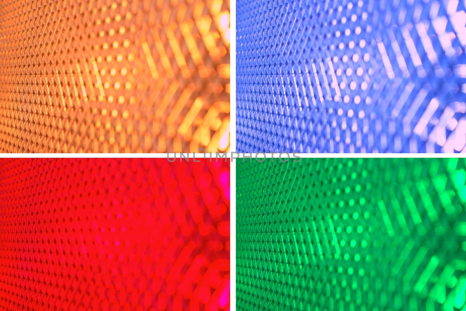 abstract view of different colored light passing the same textured glass