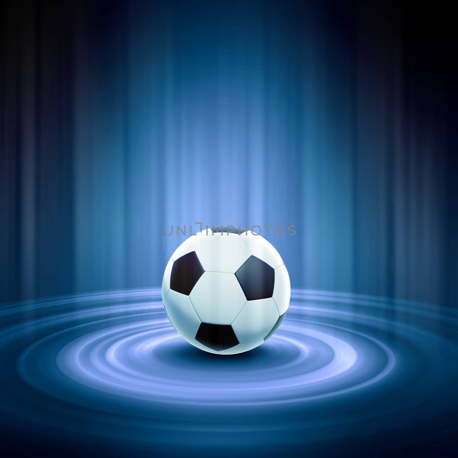 Black and white football or soccer ball, colour illustration