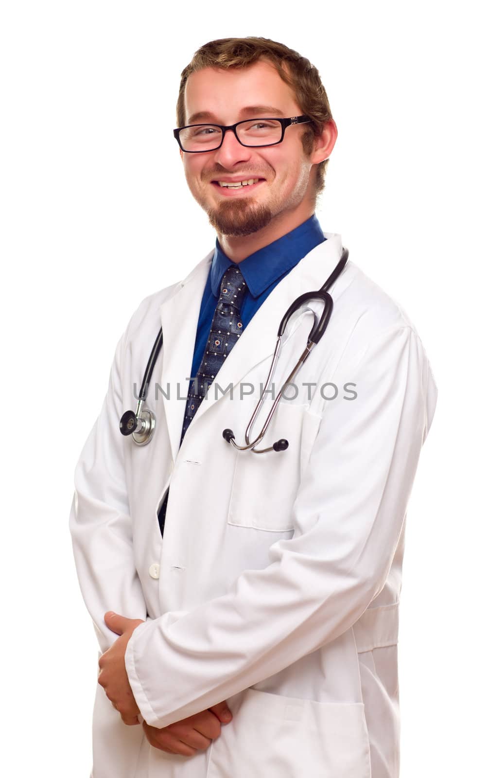 Smiling Male Doctor Isolated on a White Background.