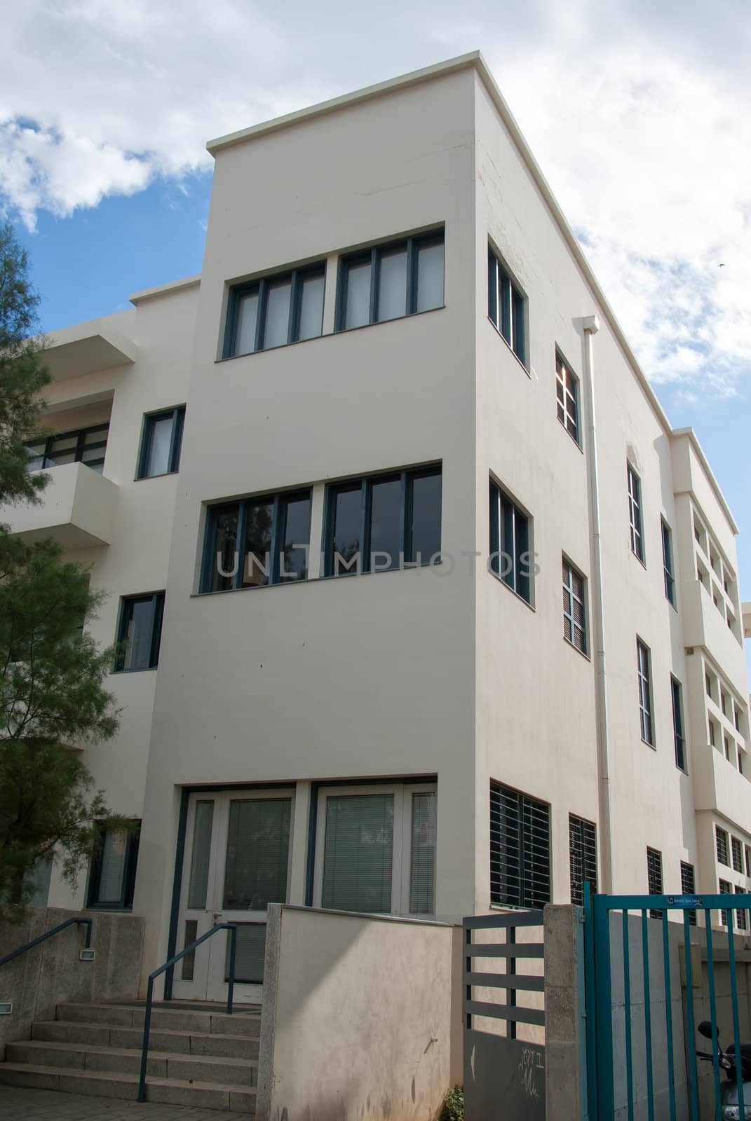 Old house In classical traditional Bauhaus style in the white city  Tel-Aviv Israel