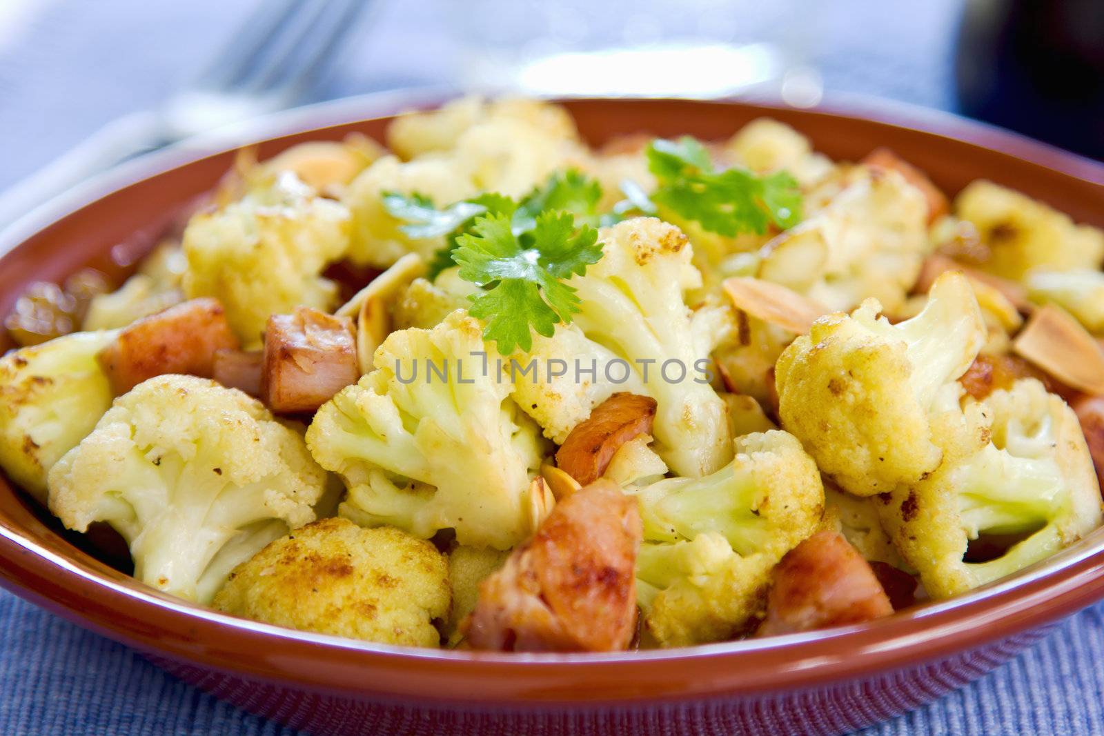 Roasted Cauliflower with Ham by vanillaechoes