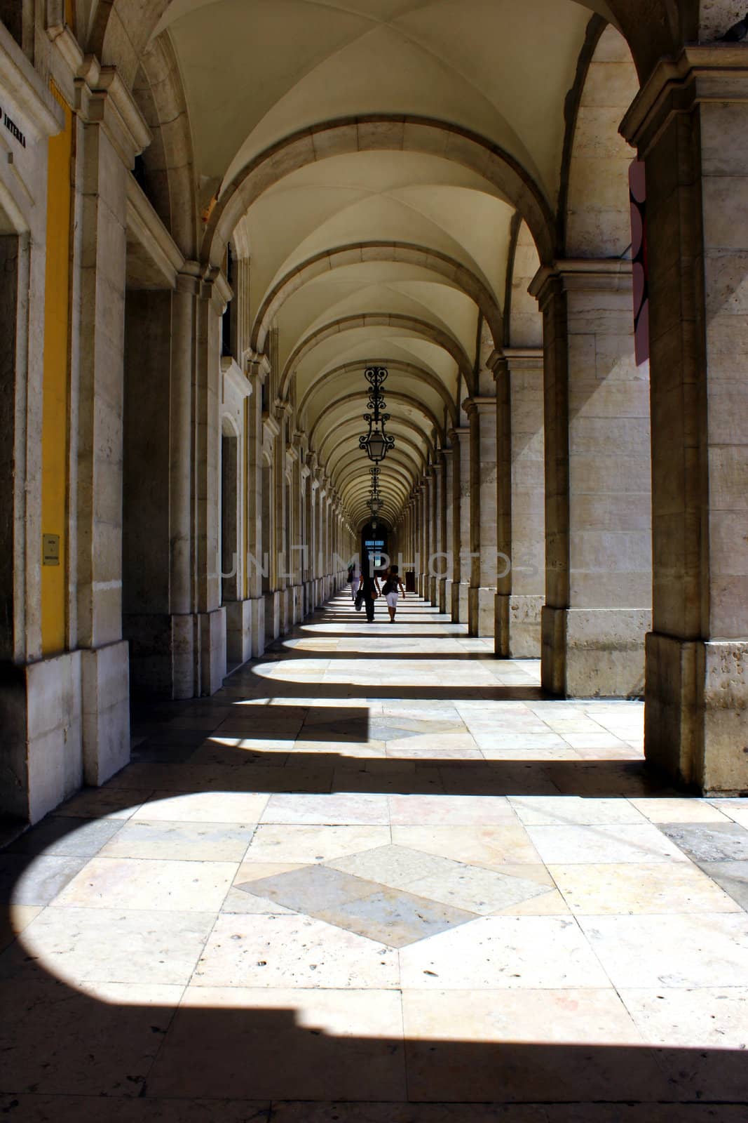 Detail of a building at the most important square of Lisbon, the Commerce Square.