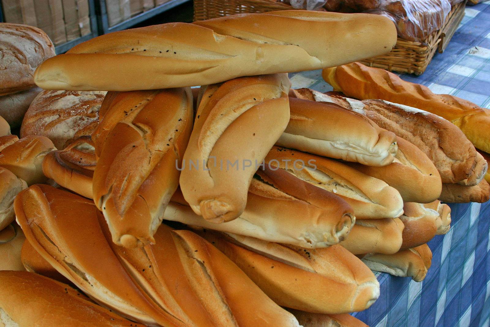 Group of French Breads (baguettes) 