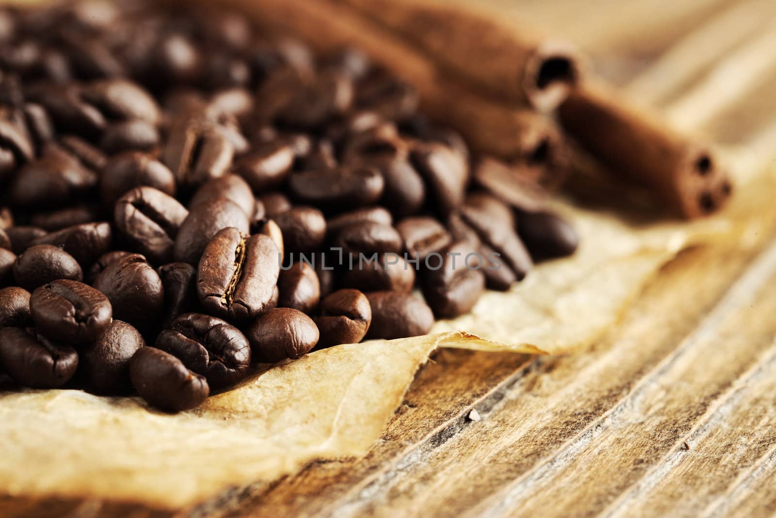Coffee beans close up. Low depth of field