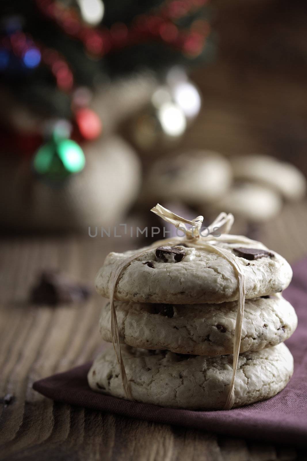 Chocolate chip cookies with christmas tree by stokkete