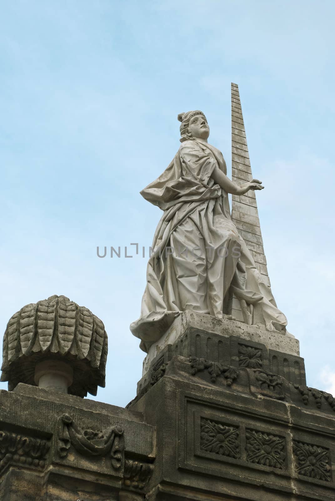 Statute of Fortidude opposite the cathedral in the center of Bamberg, Germany