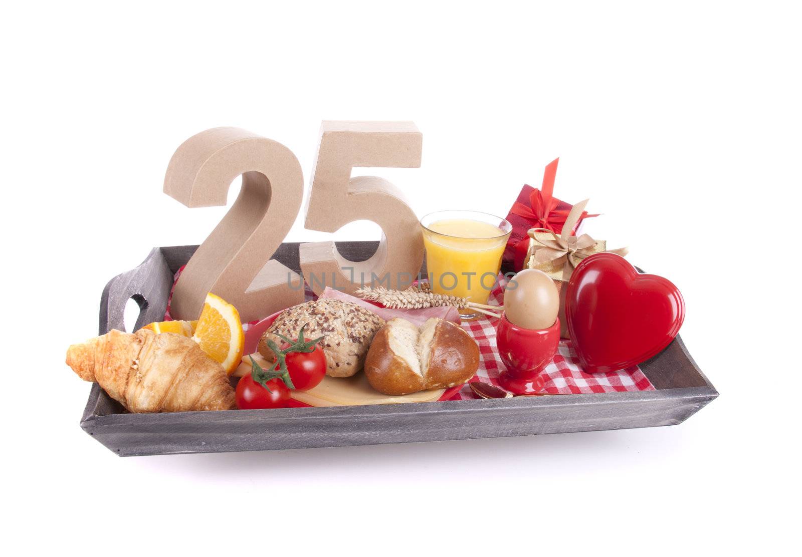 Happy birthday breakfast on a tray