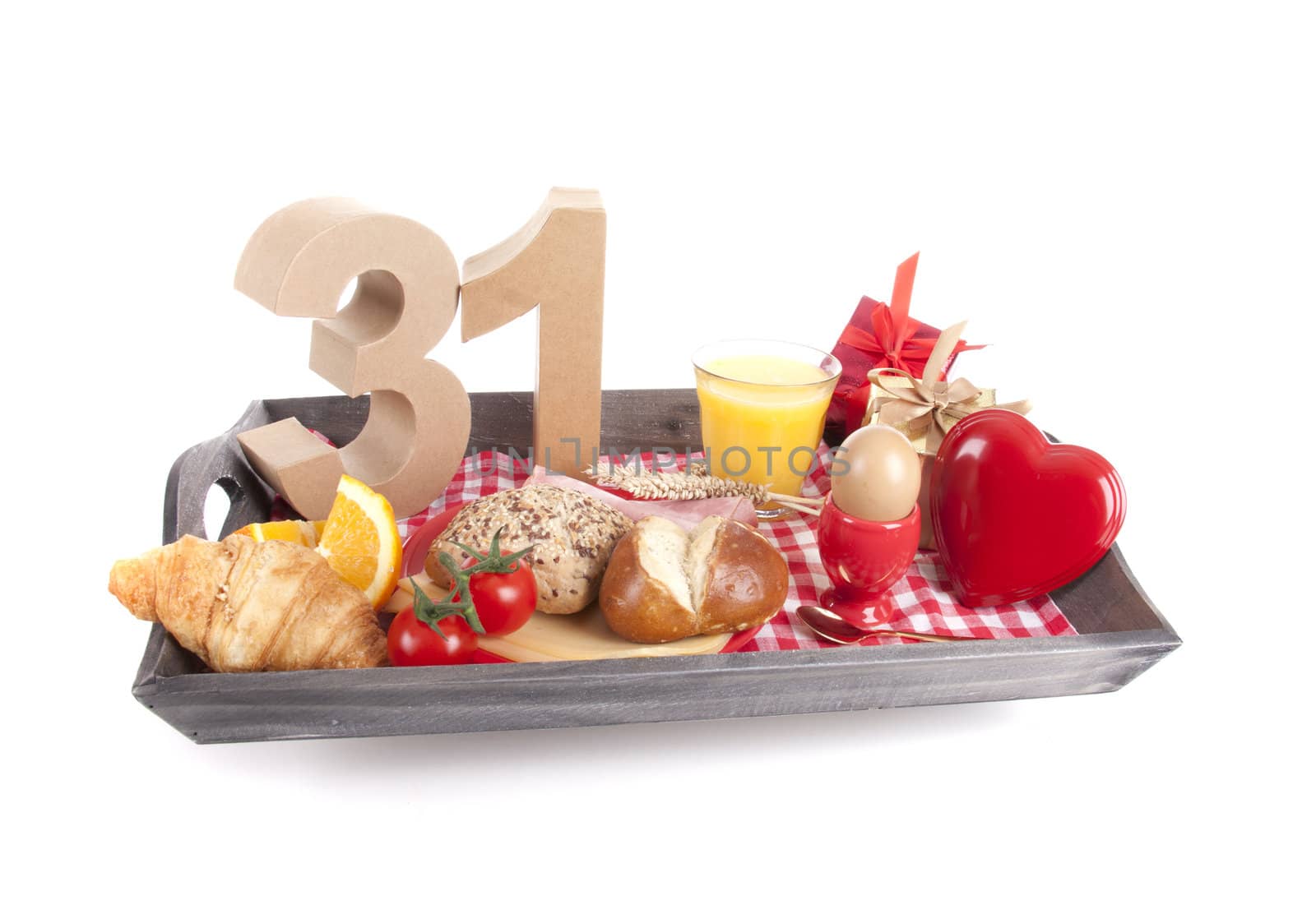 Happy birthday breakfast on a tray