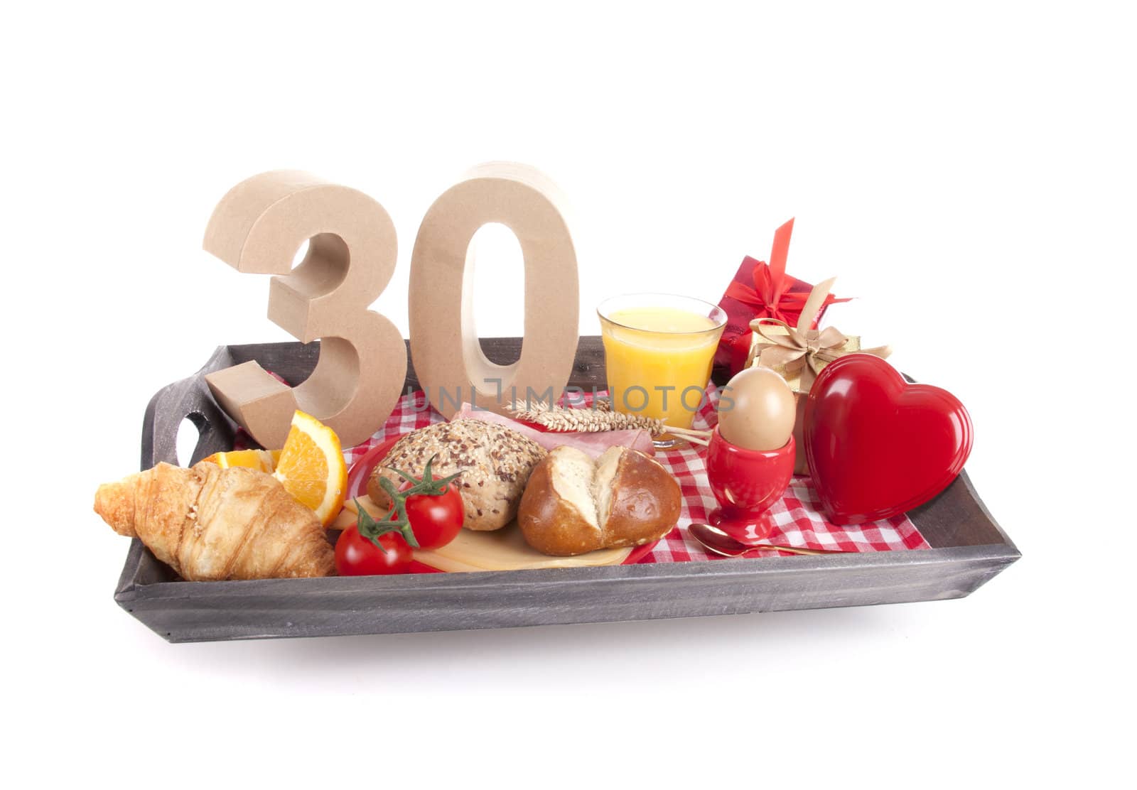 Happy birthday breakfast on a tray
