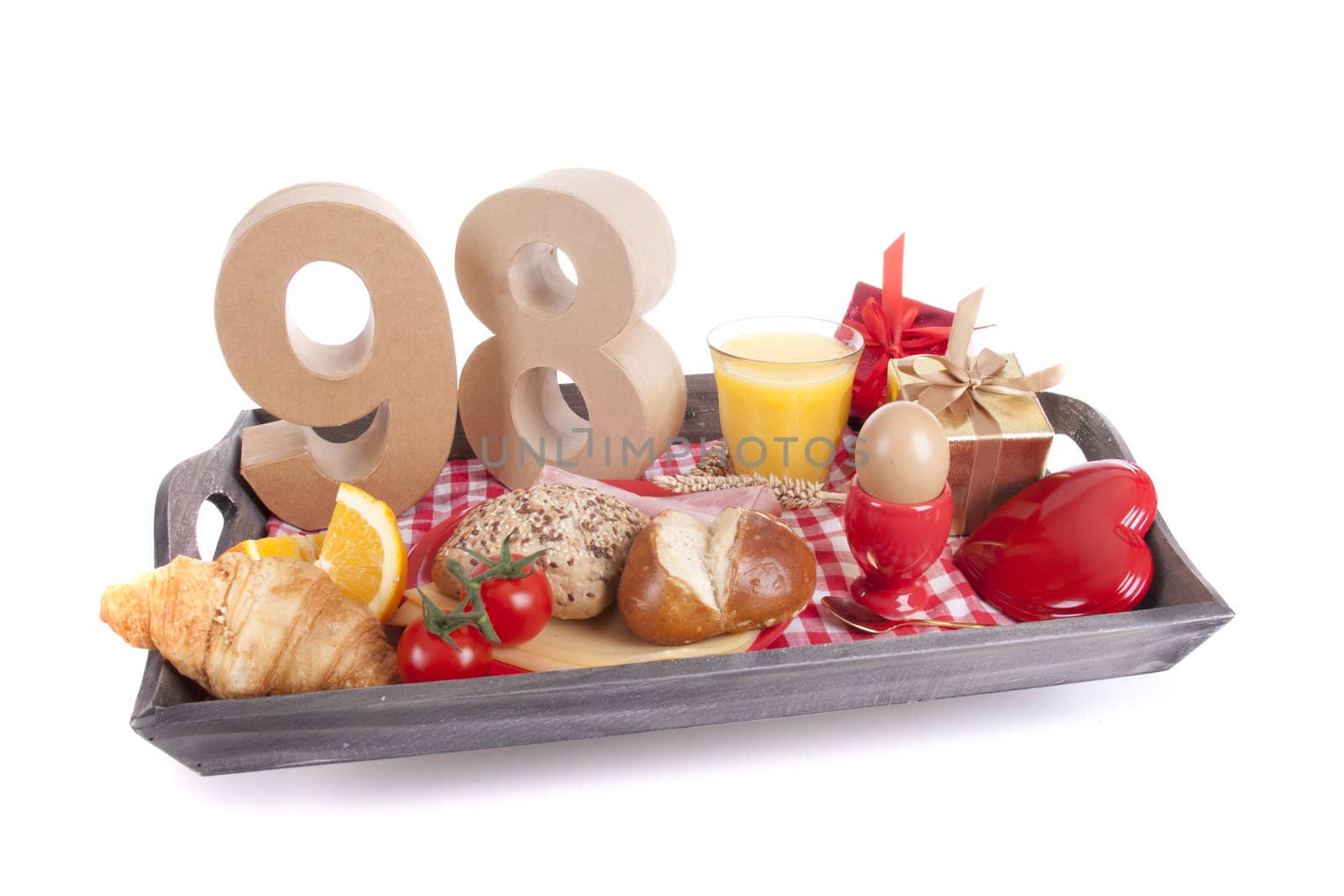 Happy birthday breakfast on a tray