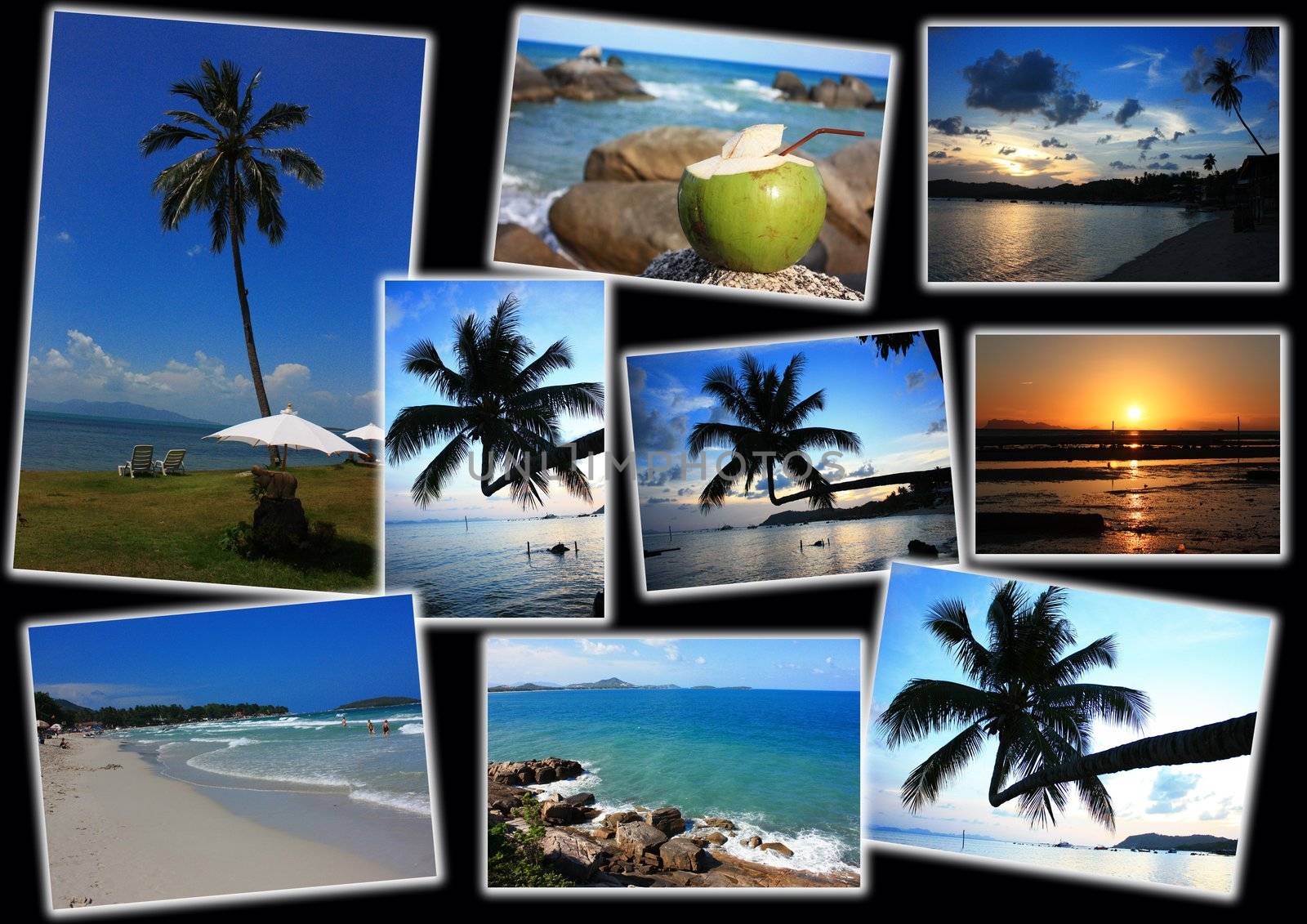 Collage of summer beach in Thailand