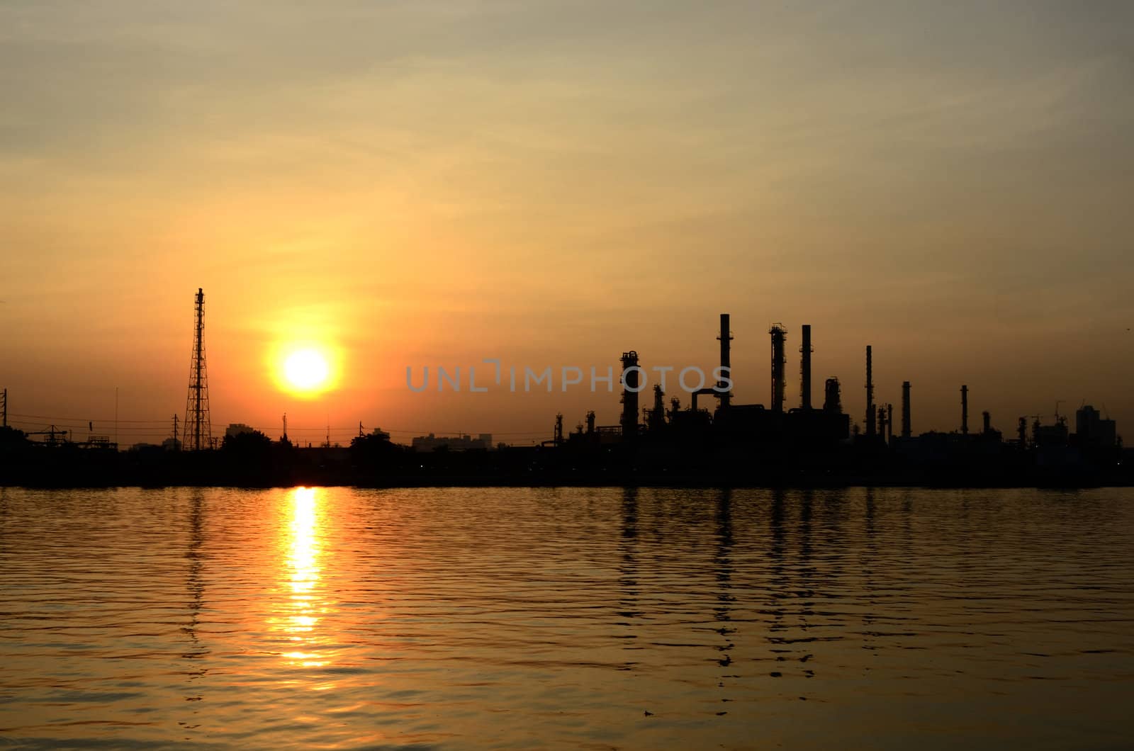 Sunrise scene of Oil refinery, Bangkok, Thailand