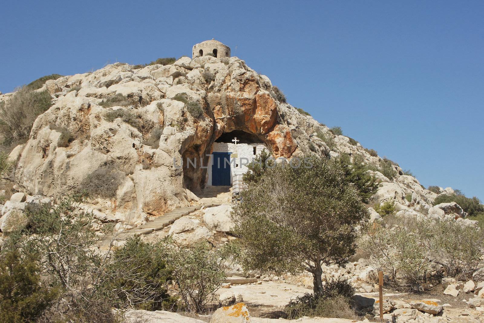 Old cave church, located in the dry area close to Protaras, Cyprus, South Europe
