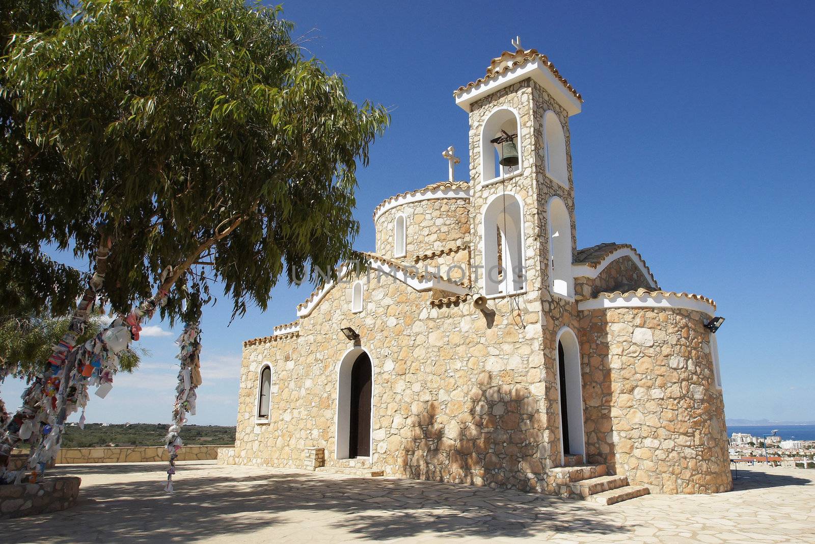 Beautiful orthodox church Profitis Ilias, located close to Protaras, Cyprus, South Europe