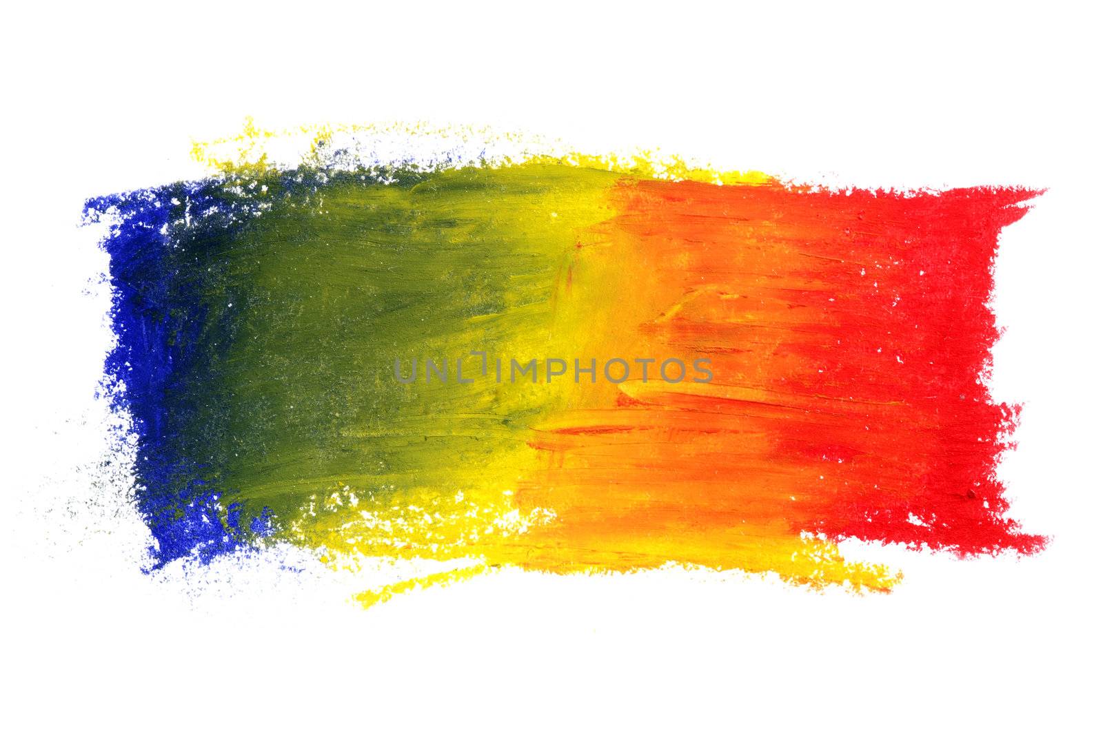 Colorful pastels on white background.