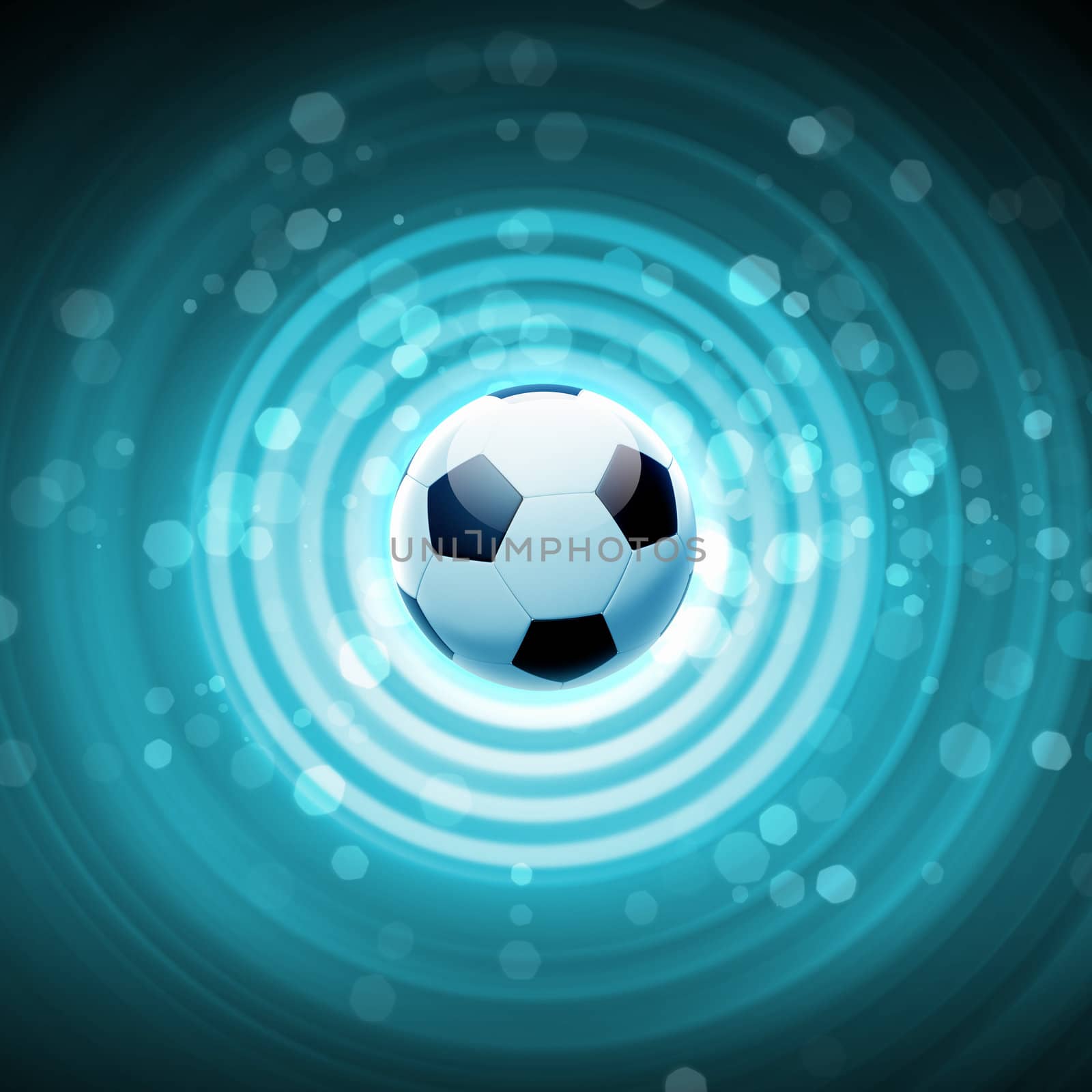 Black and white football or soccer ball, colour illustration