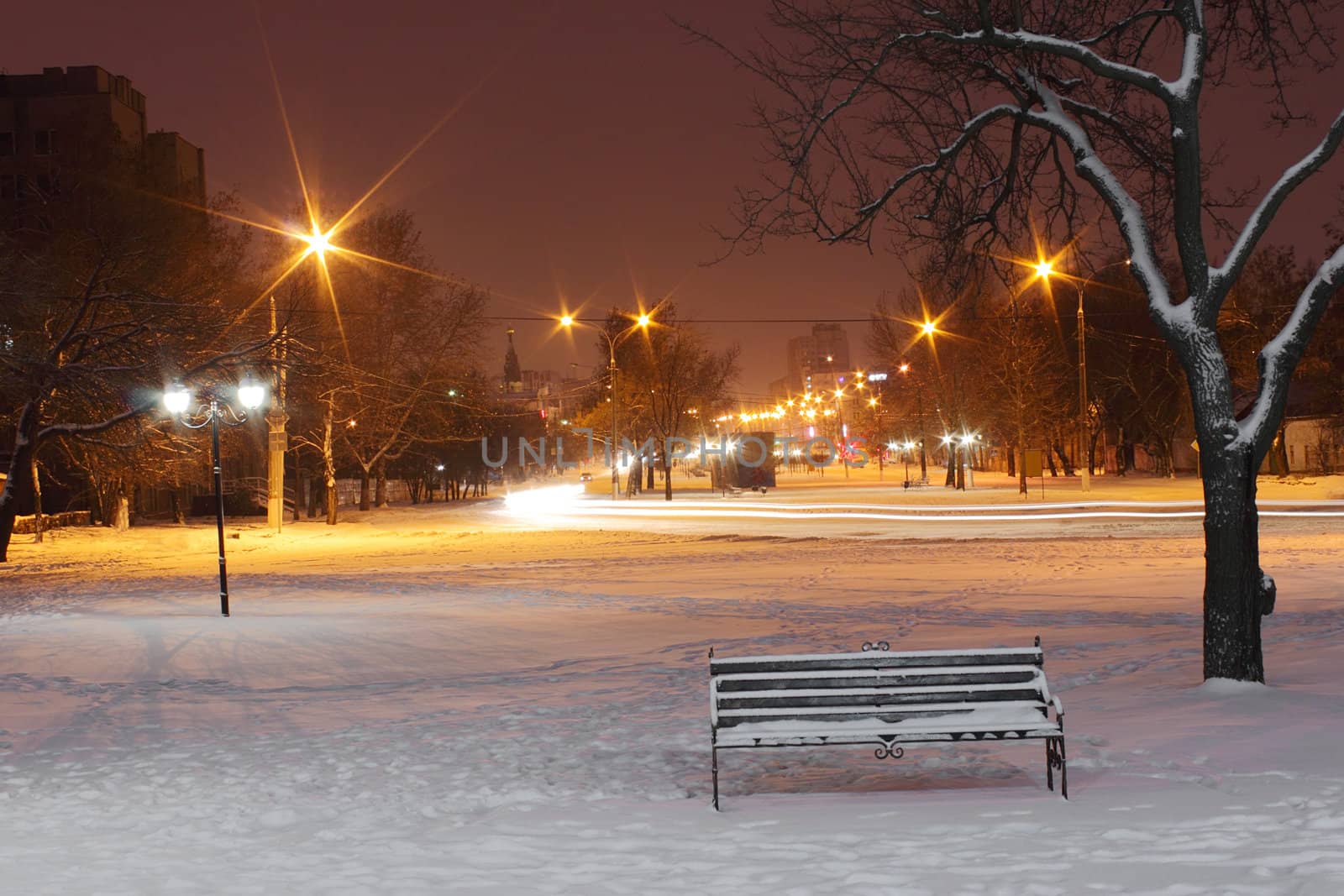 street of town at winter by romantiche