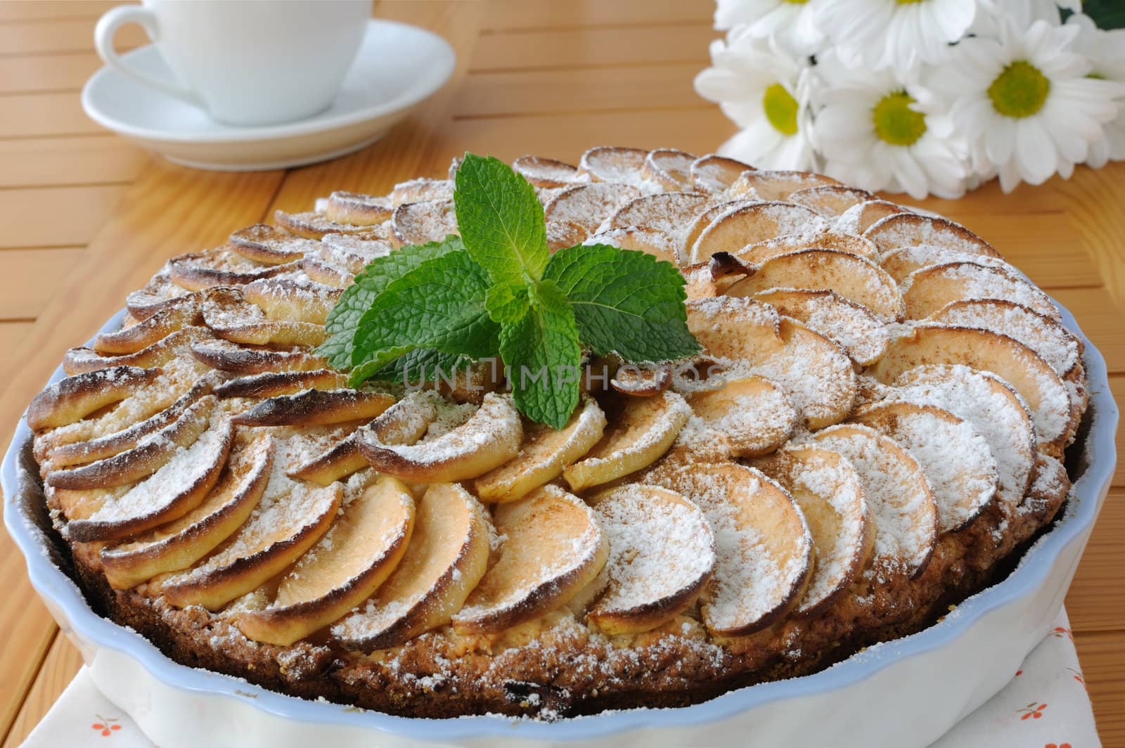 Cottage cheese and apple pie with apples and cinnamon