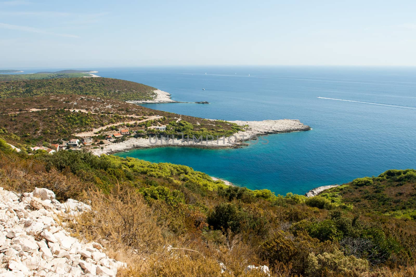 A scenic bay of Vis island in Croatia