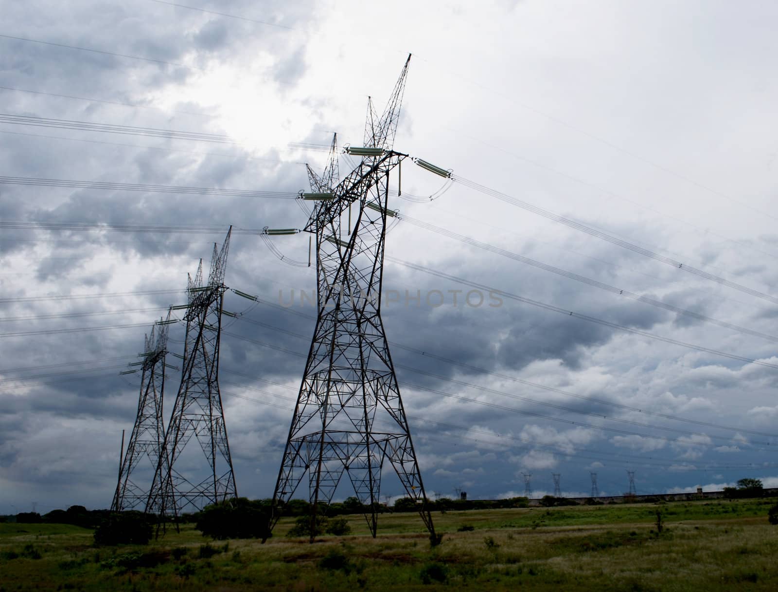 Electrical tower in the biggest hydroelectric plant of the world by eldervs