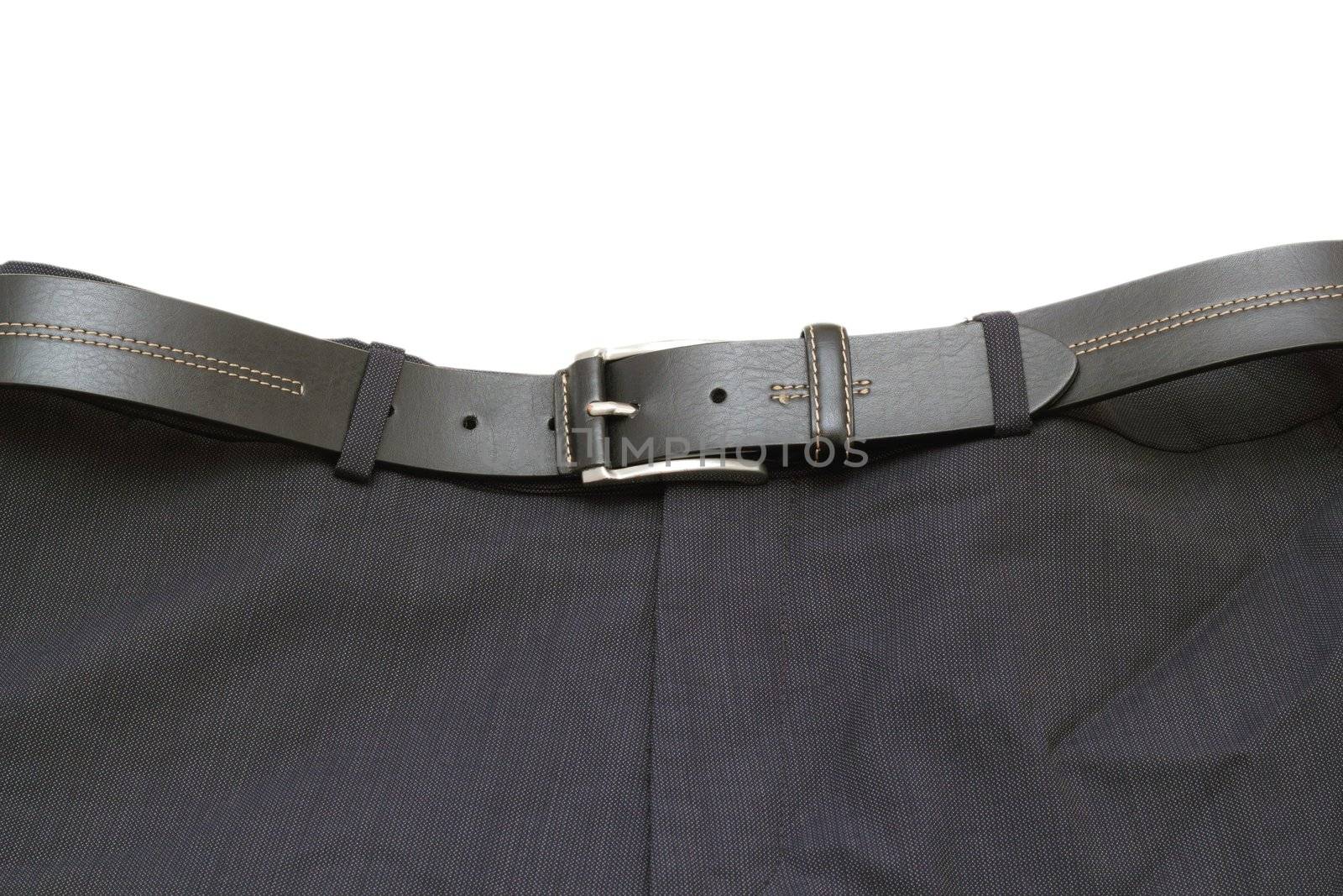 detail of pants and elegant leather belt