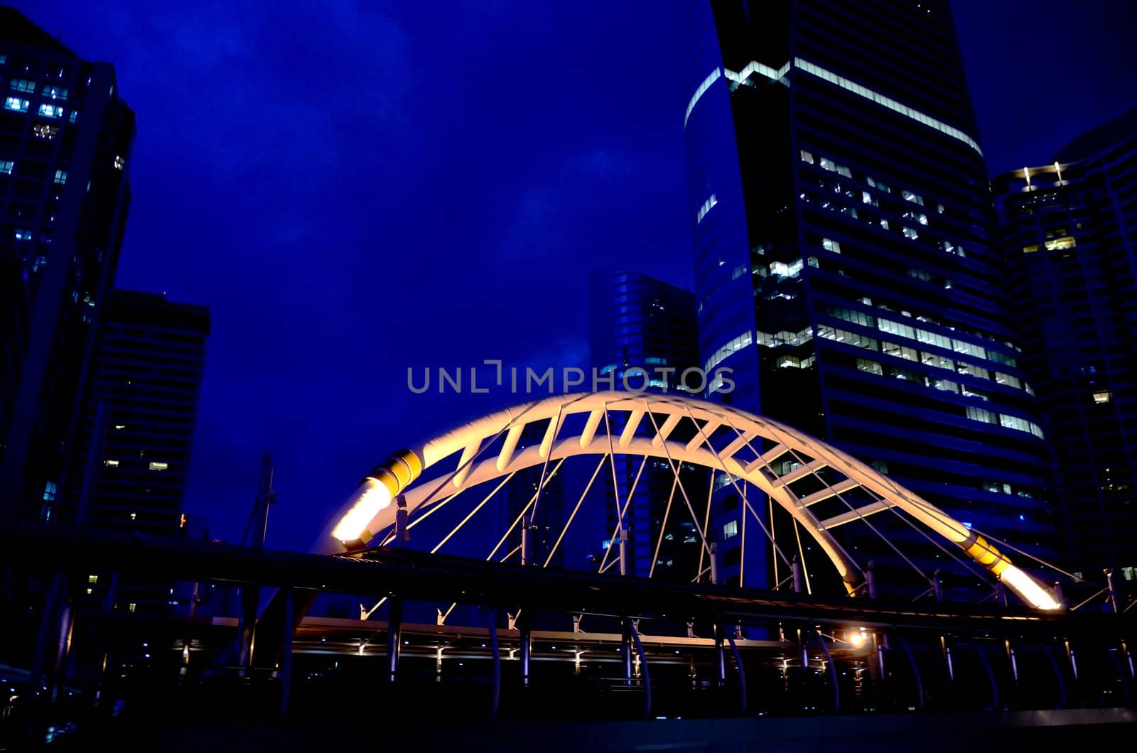 Cityscape at night in Bangkok, Thailand