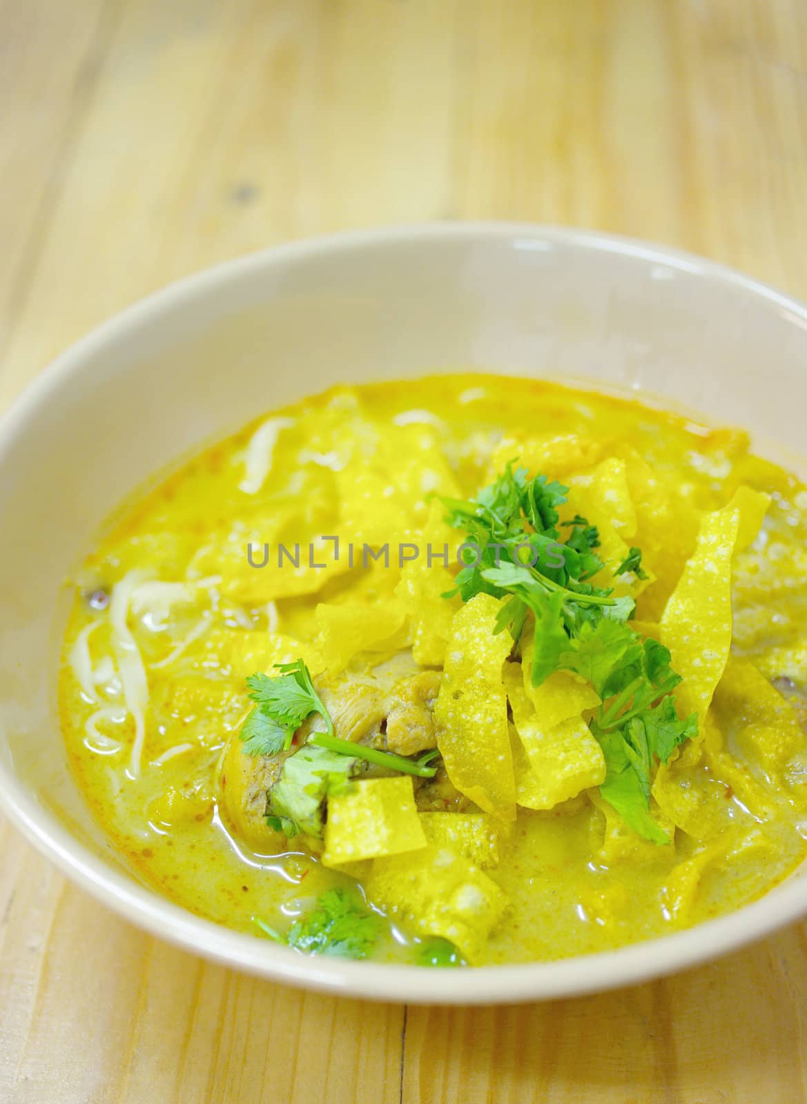 Khao Sawy ,Northern Thai Noodle Curry Soup by pixbox77